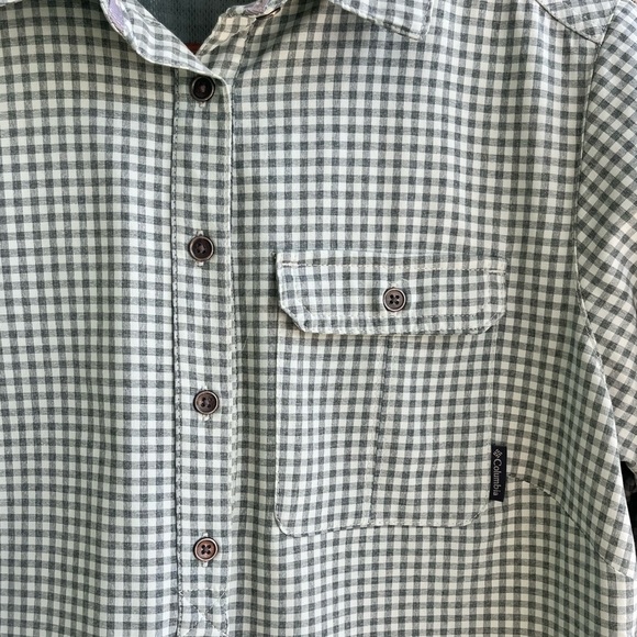 COLUMBIA Green Plaid Button-Down, Omni-Shade Sun Protection Long Sleeve W Small - Picture 5 of 13